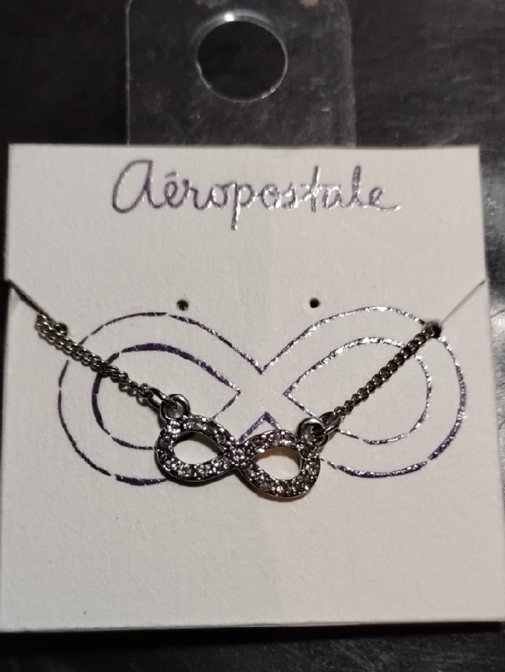 Aeropostale Silver Infinity Necklace with Crystal Accents - Picture 1 of 2